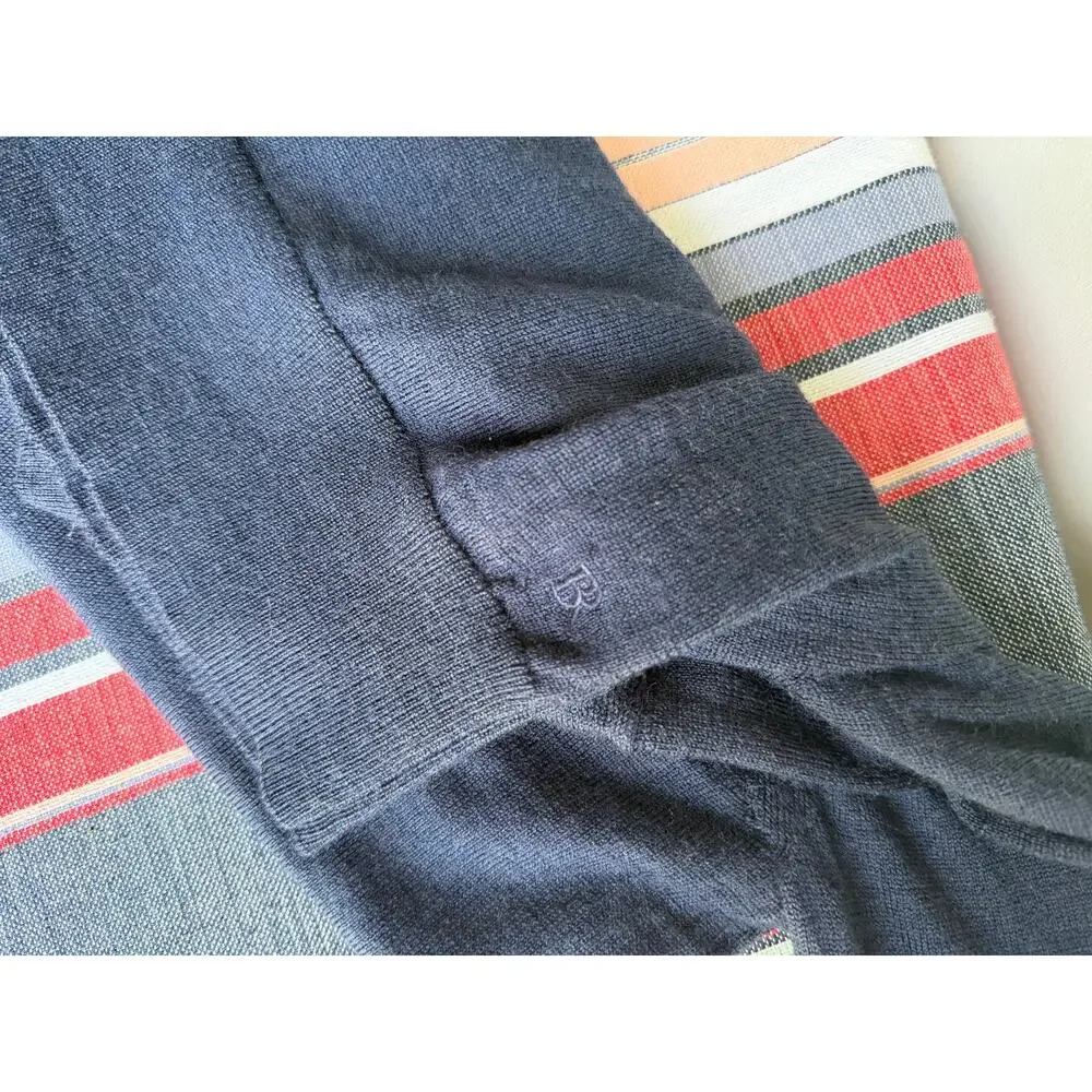 Banana Republic 100% Merino Wool Sweater Men's Medium Navy Blue Crewneck